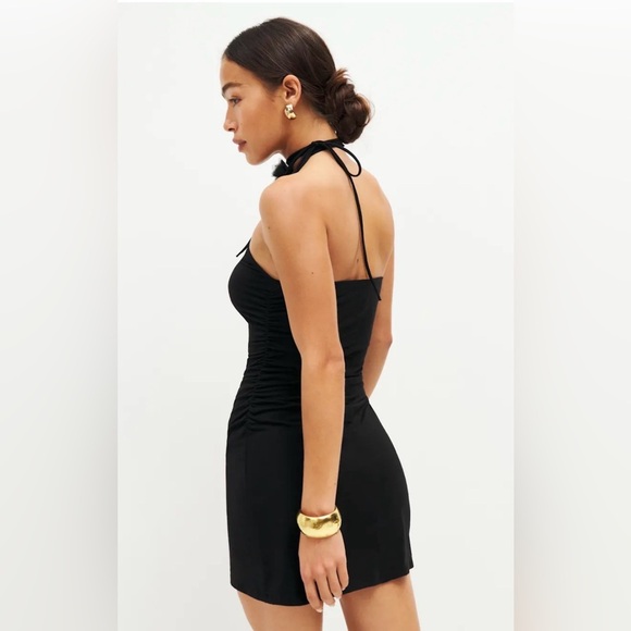 Reformation Dress L Amalia Black Halter Mini Dress $128 - Picture 2 of 10